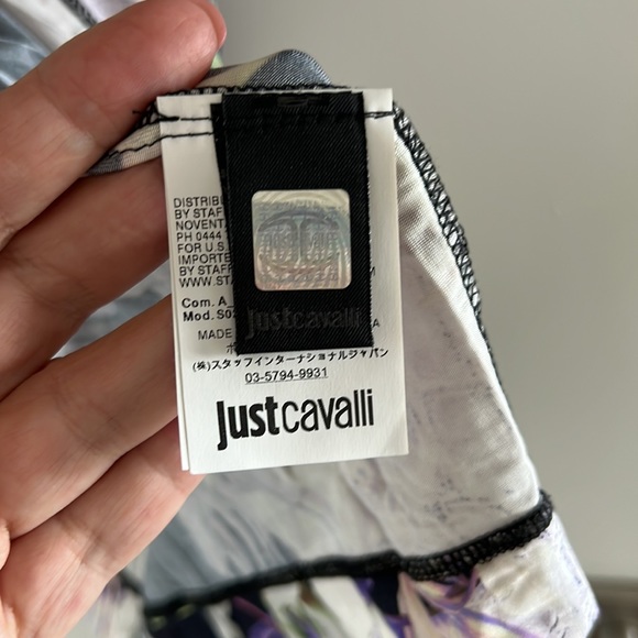 Just Cavalli Floral Print Long Sleeved Dress with Self Belt Sz M EUC - Picture 8 of 16